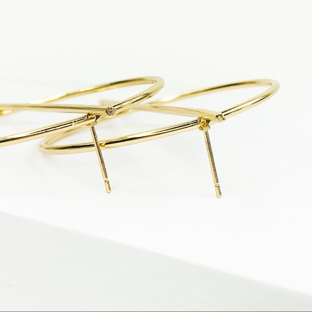 RESTOCKED Gold Hoop with Vertical Geo Bar - Picture 7 of 8